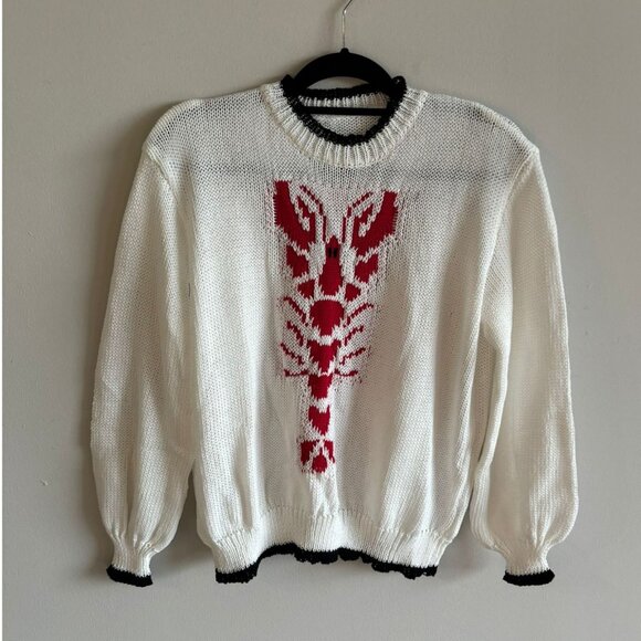 Unbranded Womens Y2k Graphic Lobster Knit Sweater Off White Size Medium - Picture 5 of 10